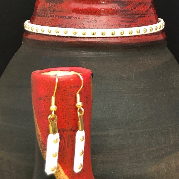 SB-Bijoux Jewelry - White leather Choker Set